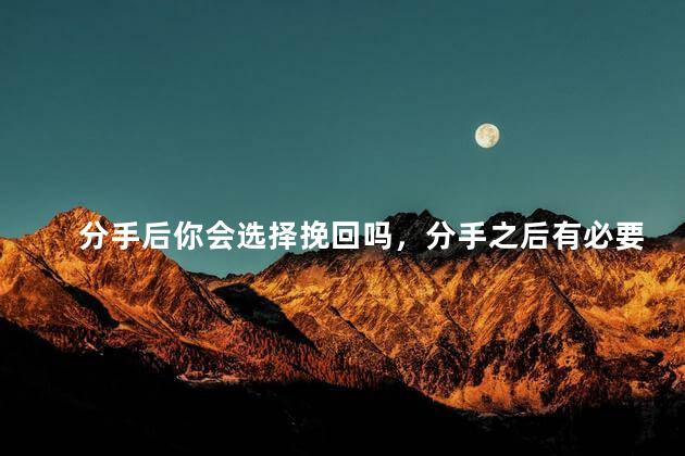 分手后你会选择挽回吗，分手之后有必要去挽回吗